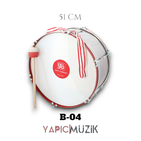Yapıcı Bando 51 cm. Paslanmaz Davul Metal Çemberli Statik Boyalı Askı Kayışı ve Tokmaklı Set, B-04