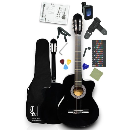 CG-3901BK Klasik Gitar 4/4 Sap Ayarlı Kesik Kasa Full Set