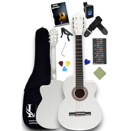 CG-3901WH Klasik Gitar 4/4 Sap Ayarlı Kesik Kasa Full Set