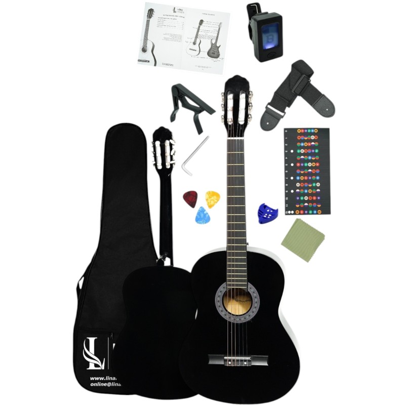 CG-3902BK Klasik Gitar 4/4 Yetişkin Boy Sap Ayarlı Full Set