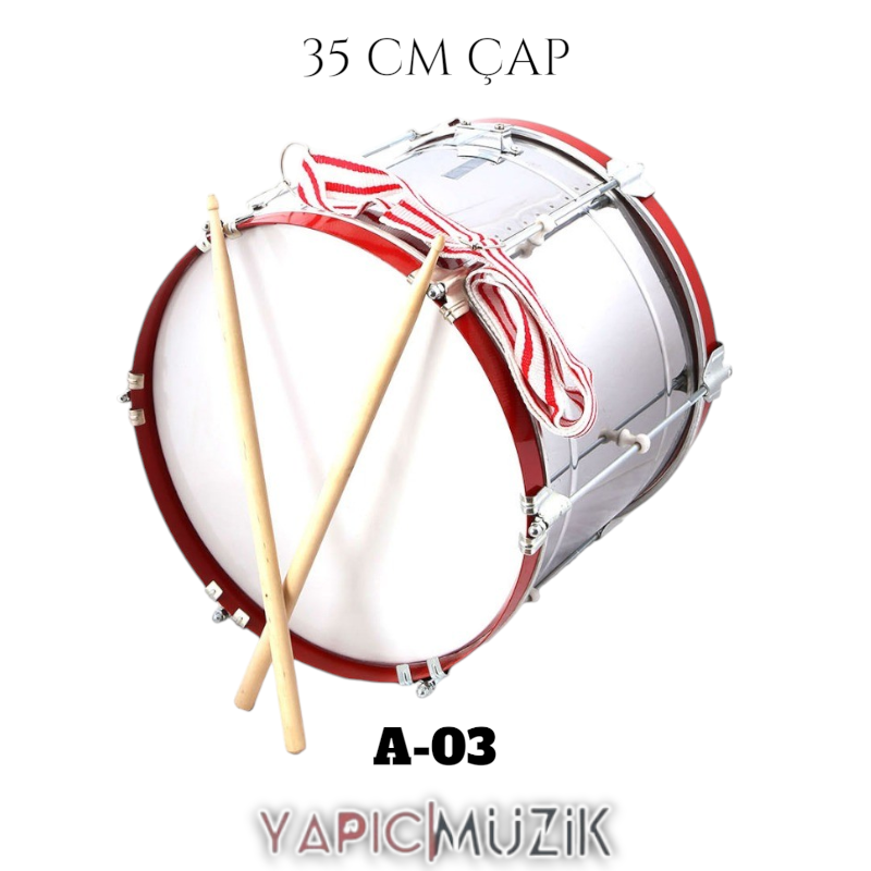 Yapıcı Bando 35 cm. Paslanmaz Trampet İTH. Sabit Mekanizma İTH. Kortlu Askı Kayışlı ve Sopalı Set, A-03
