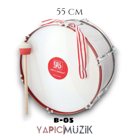 Yapıcı Bando 55 cm. Paslanmaz Davul Metal Çemberli Statik Boyalı Askı Kayışı ve Tokmaklı Set, B-05