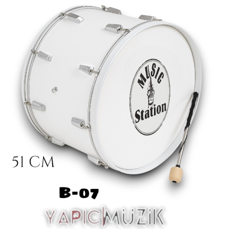 51 cm. Ahşap Mine Kaplama Davul - 16 Babalı Bateri Tipi Askı Kayışlı Metal Tokmaklı Set, B-07