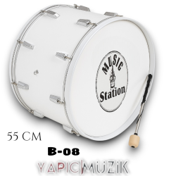 Yapıcı Bando 55 cm. Ahşap Mine Kaplama Davul - 16 Babalı Bateri Tipi Askı Kayışlı Metal Tokmaklı Set, B-08