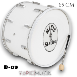 Yapıcı Bando 66 cm. Ahşap Mine Kaplama Davul - 22 Babalı Bateri Tipi Askı Kayışı ve Metal Tokmaklı Set, B-09